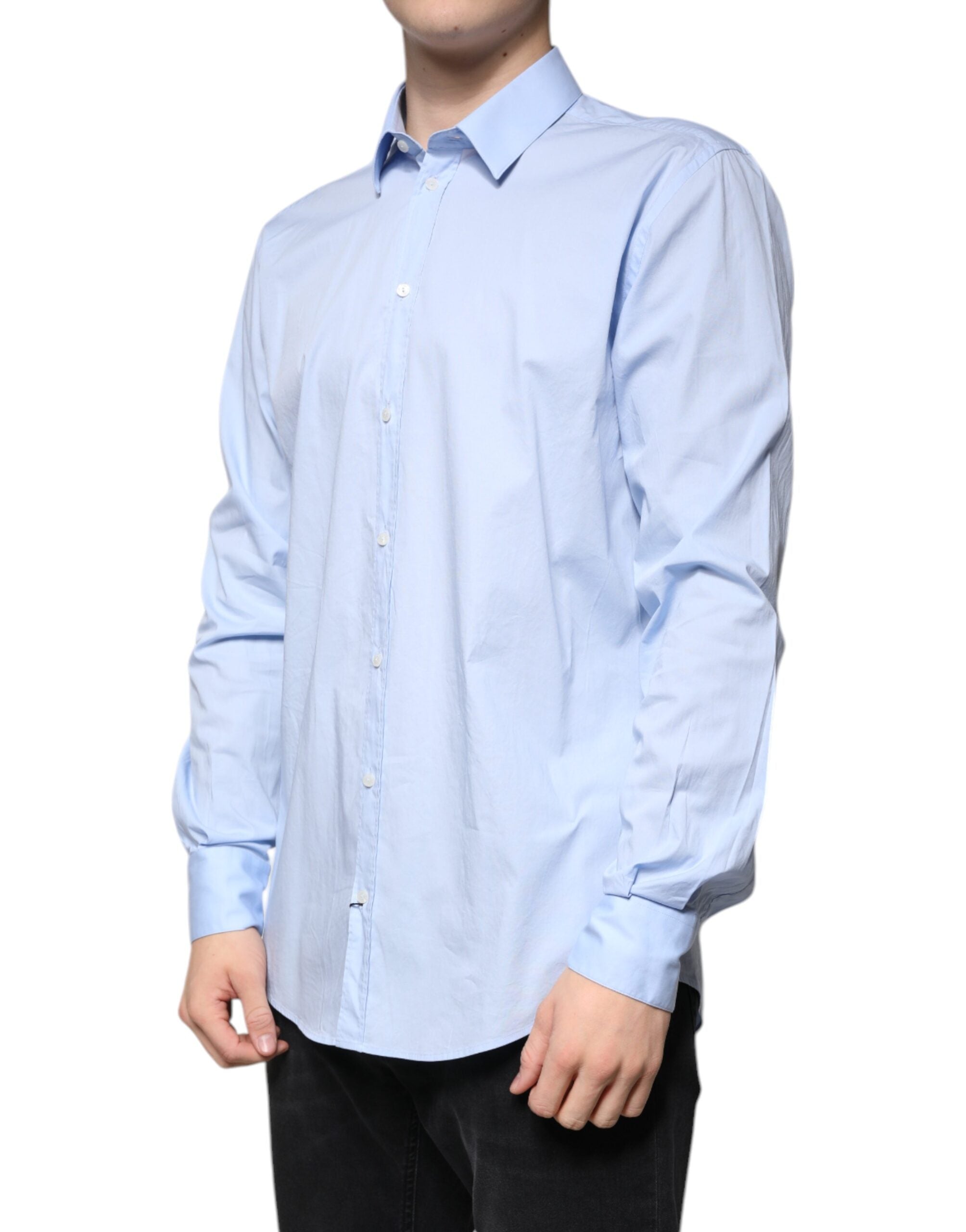Dolce & Gabbana Light Blue Cotton Shirt MARTINI Slim Fit